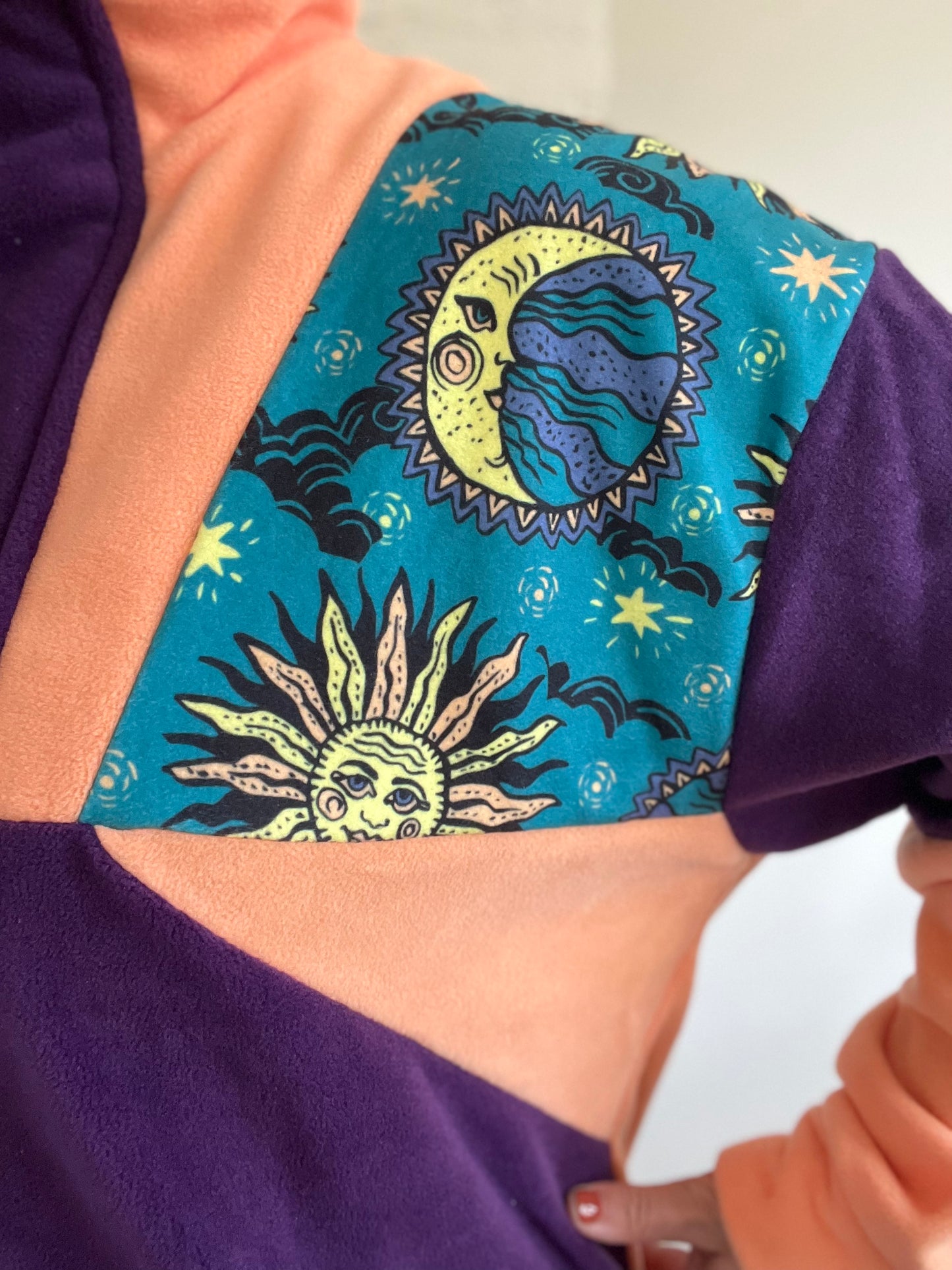 Purple and Orange Moon Fleece - L