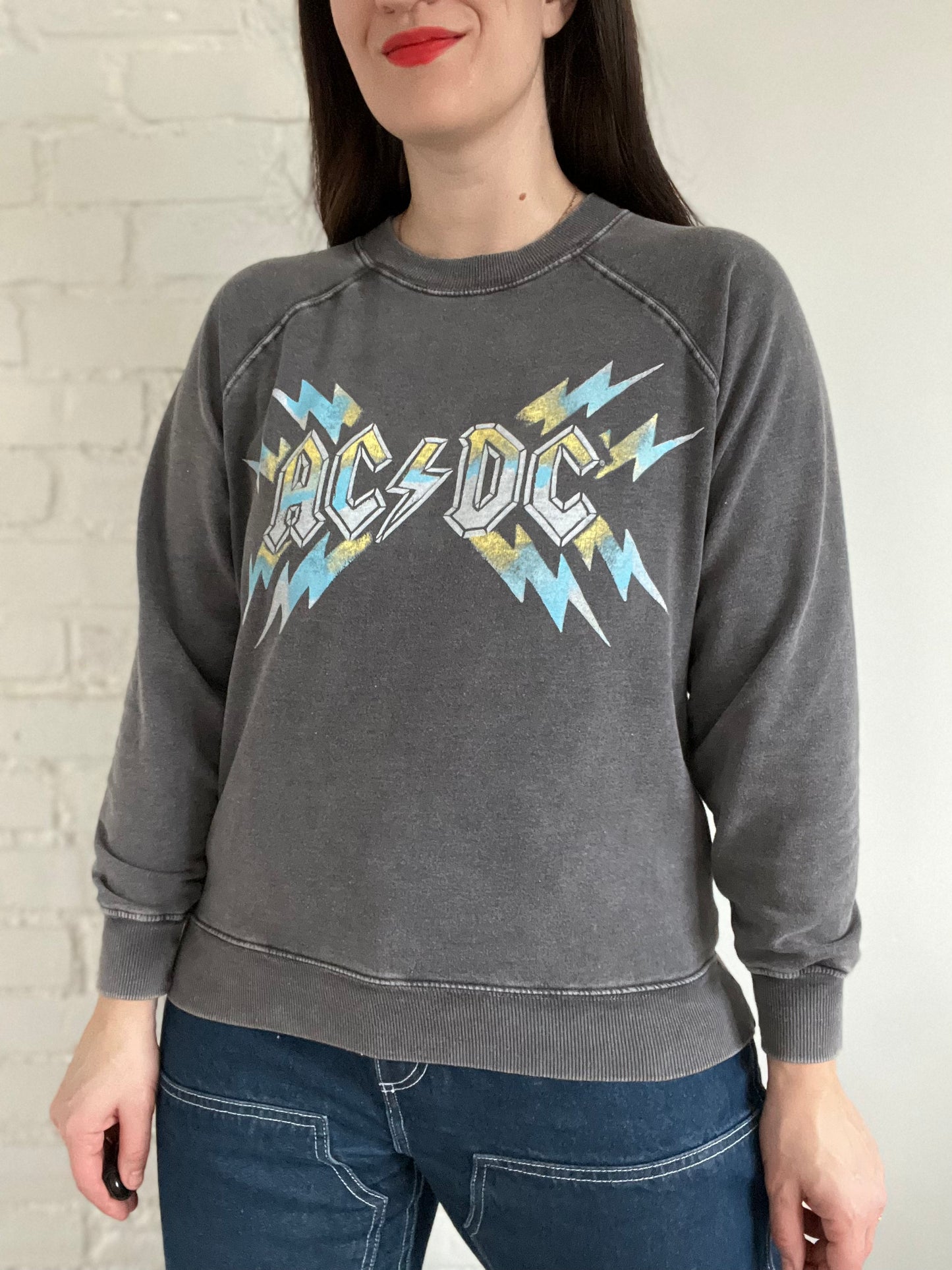 Modern AC/DC Washed Out Sweater - Oversized XS