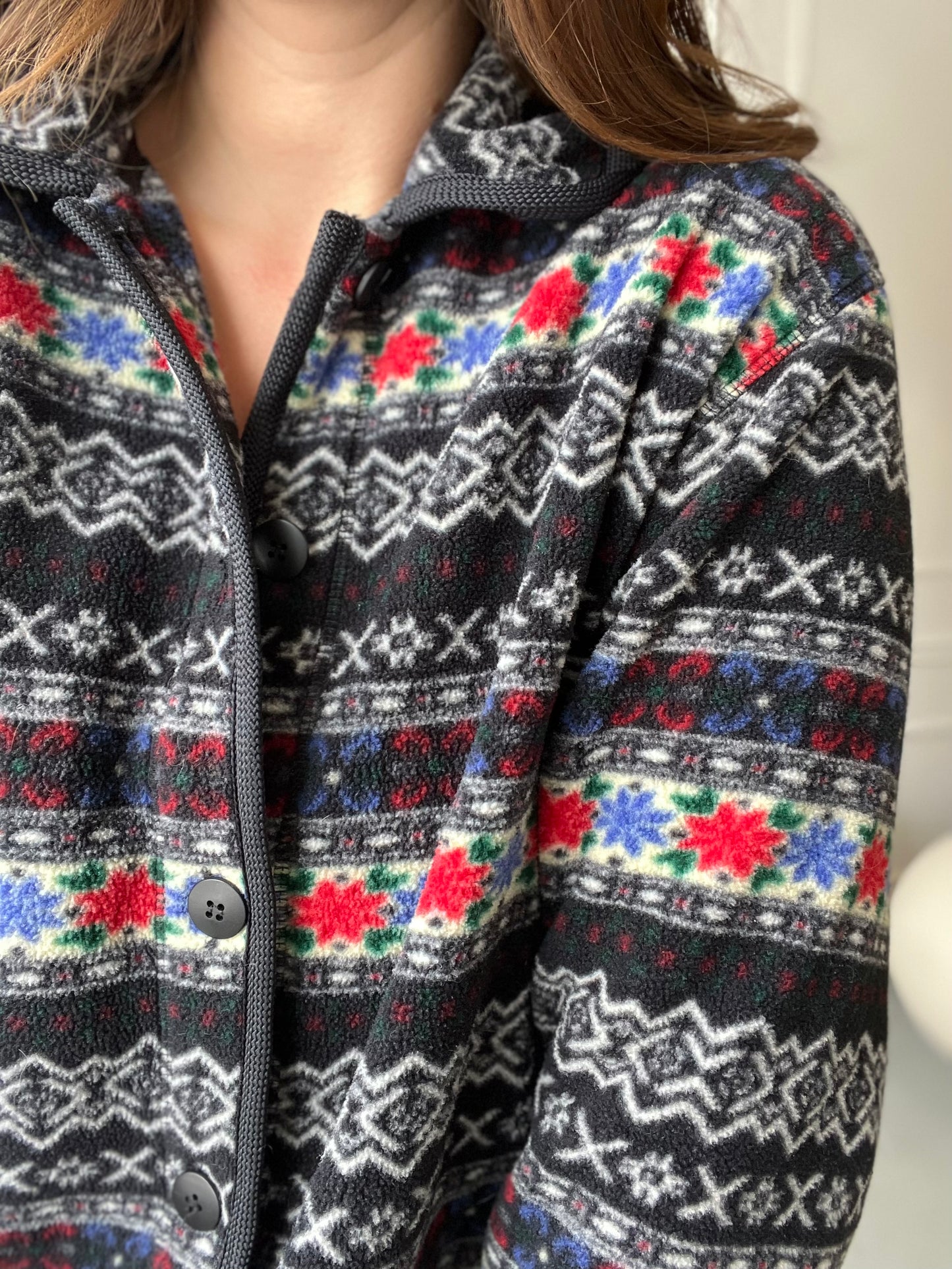 Abstract Vintage Floral Fleece - Size L