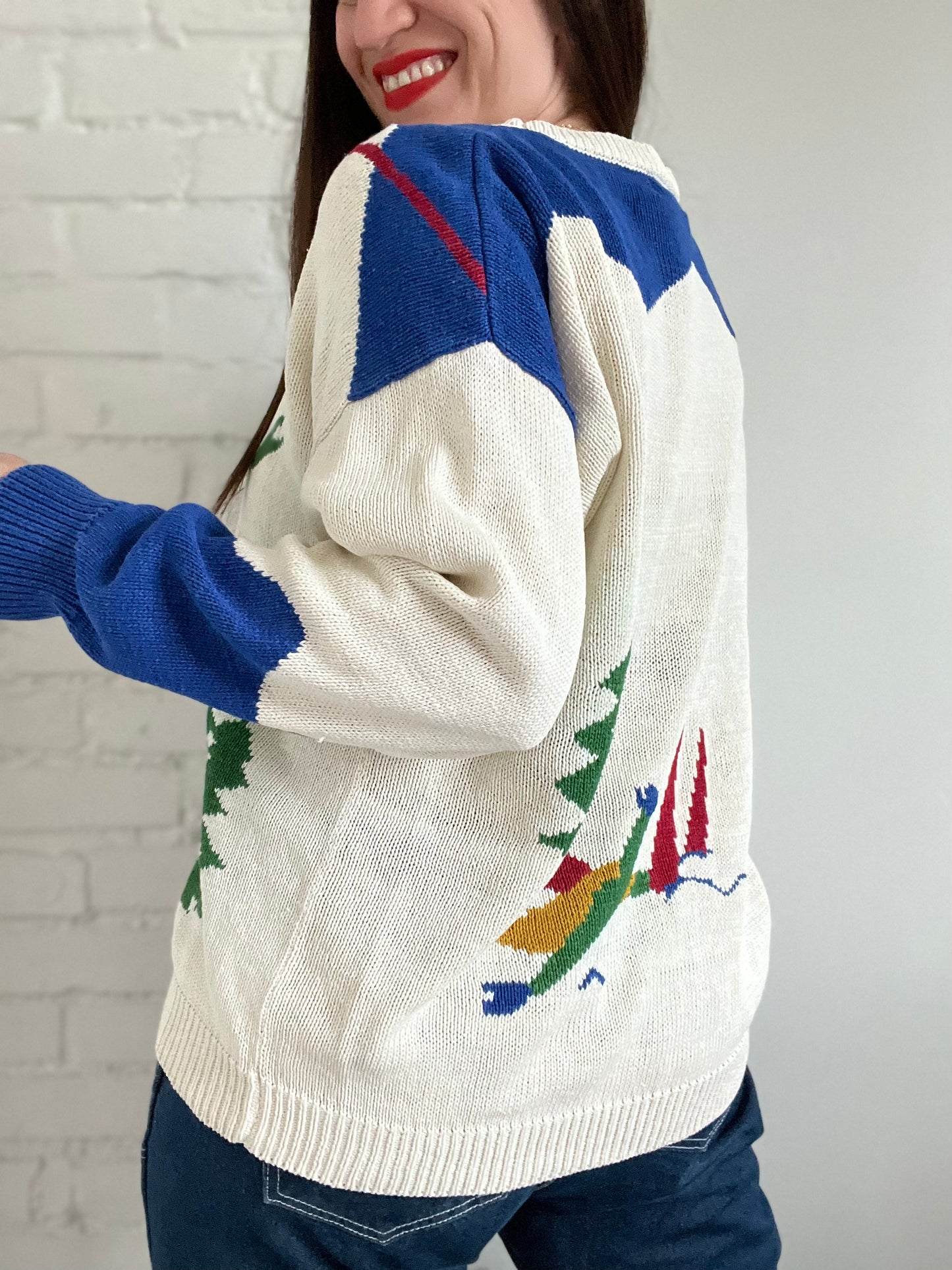 Vintage Ski Slope Knit Sweater - XL