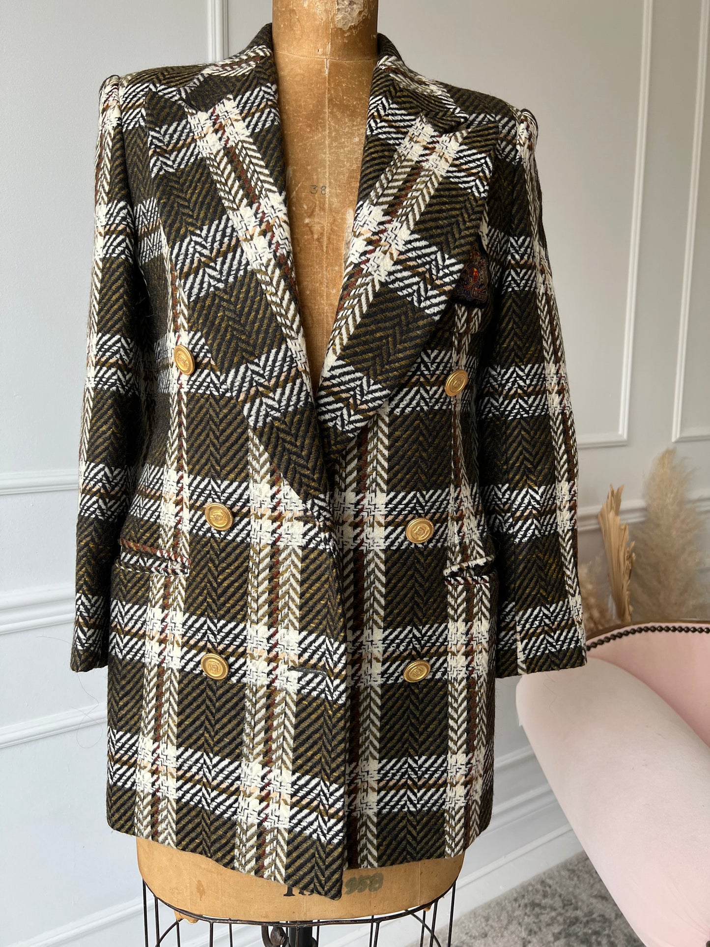 Vintage St. Sophia Paris Tweed Crest Blazer - Size M