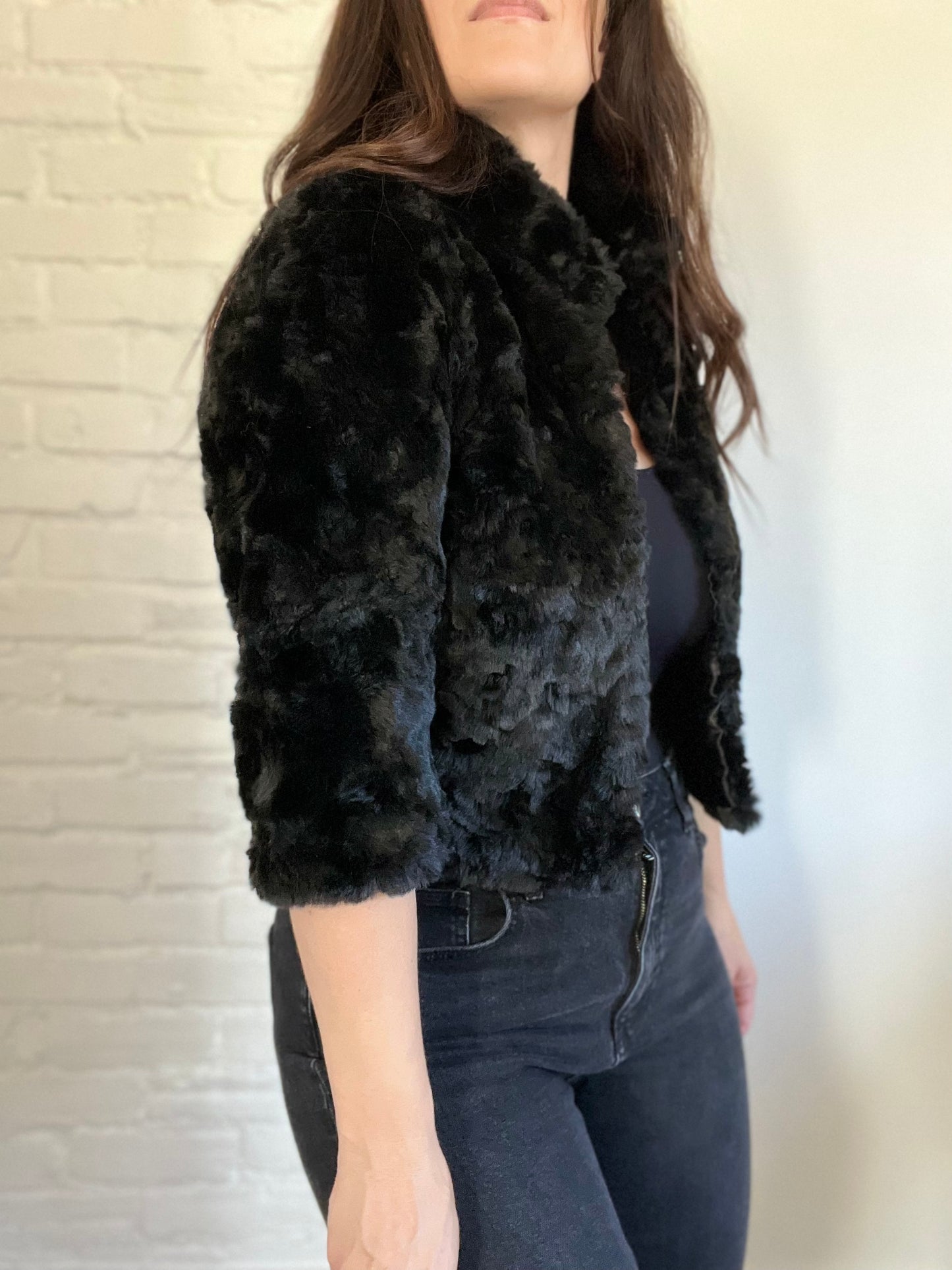Black Fur Jacket - Size S