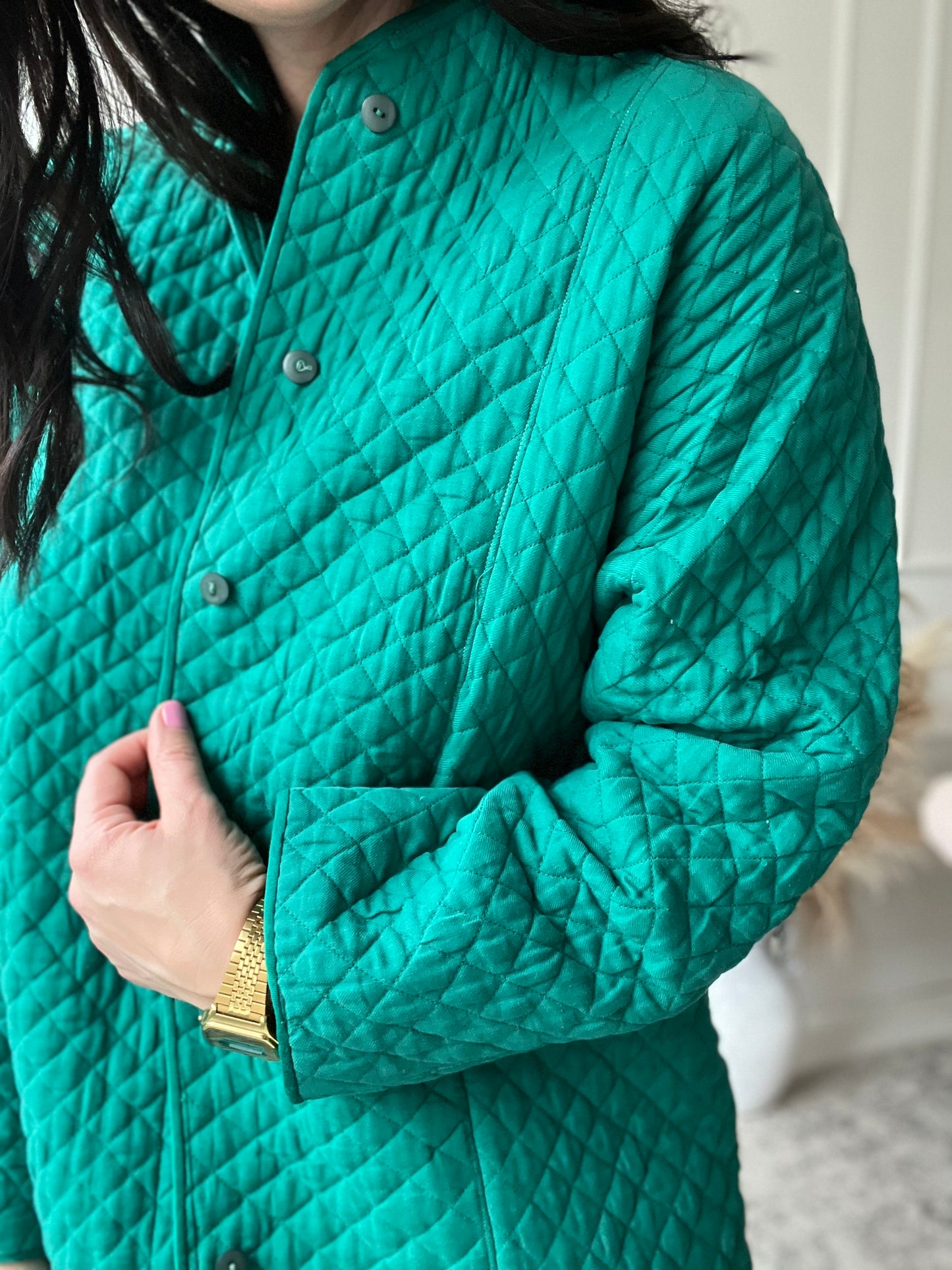 Quilted Teal Chore Coat - Size L