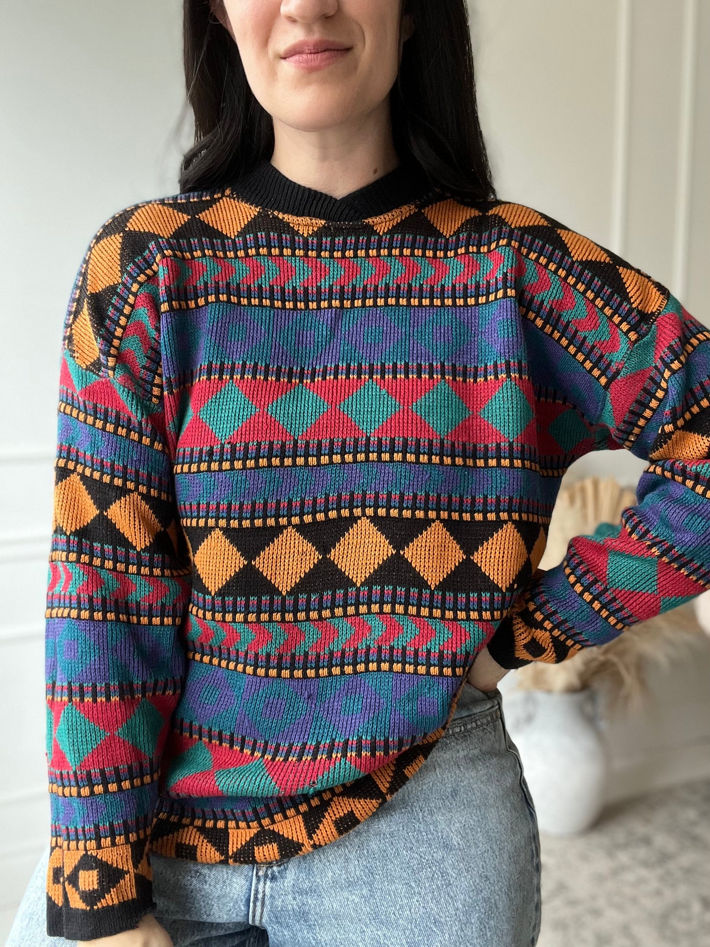 Geometrical Dad Sweater - Size L