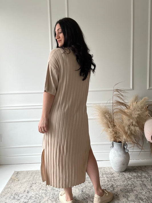 Ankle Rib Knit Oversize Dress - Size M