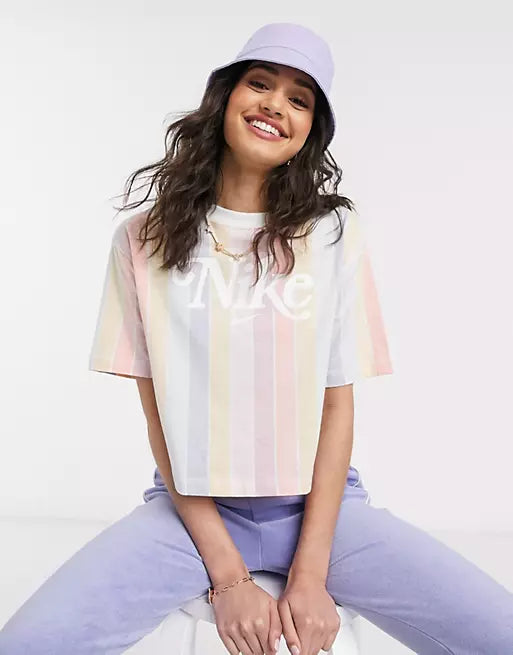 Nike Pastel Crop Stripe Tshirt - XS