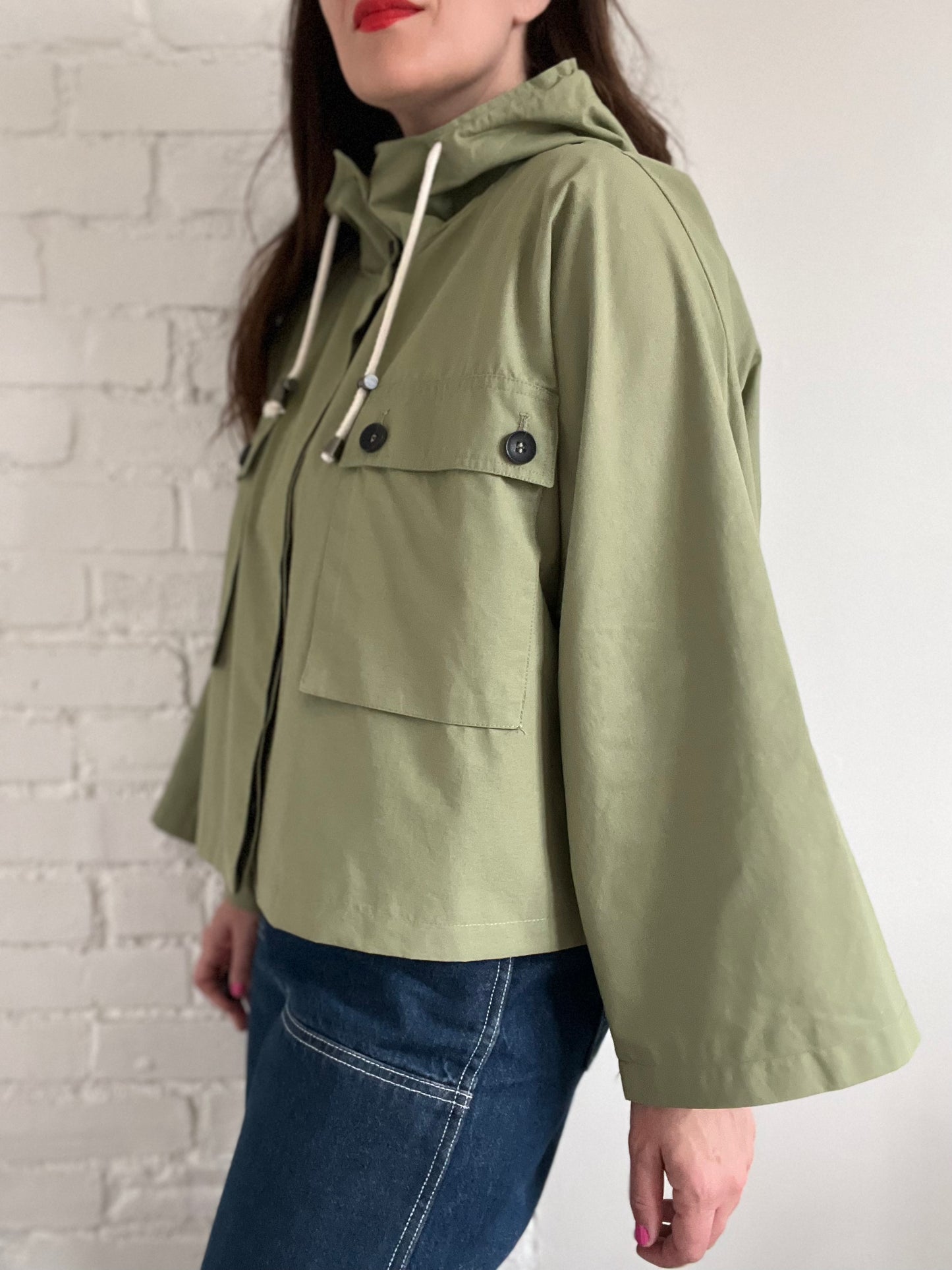 Boxy Olive Rain Jacket - XL