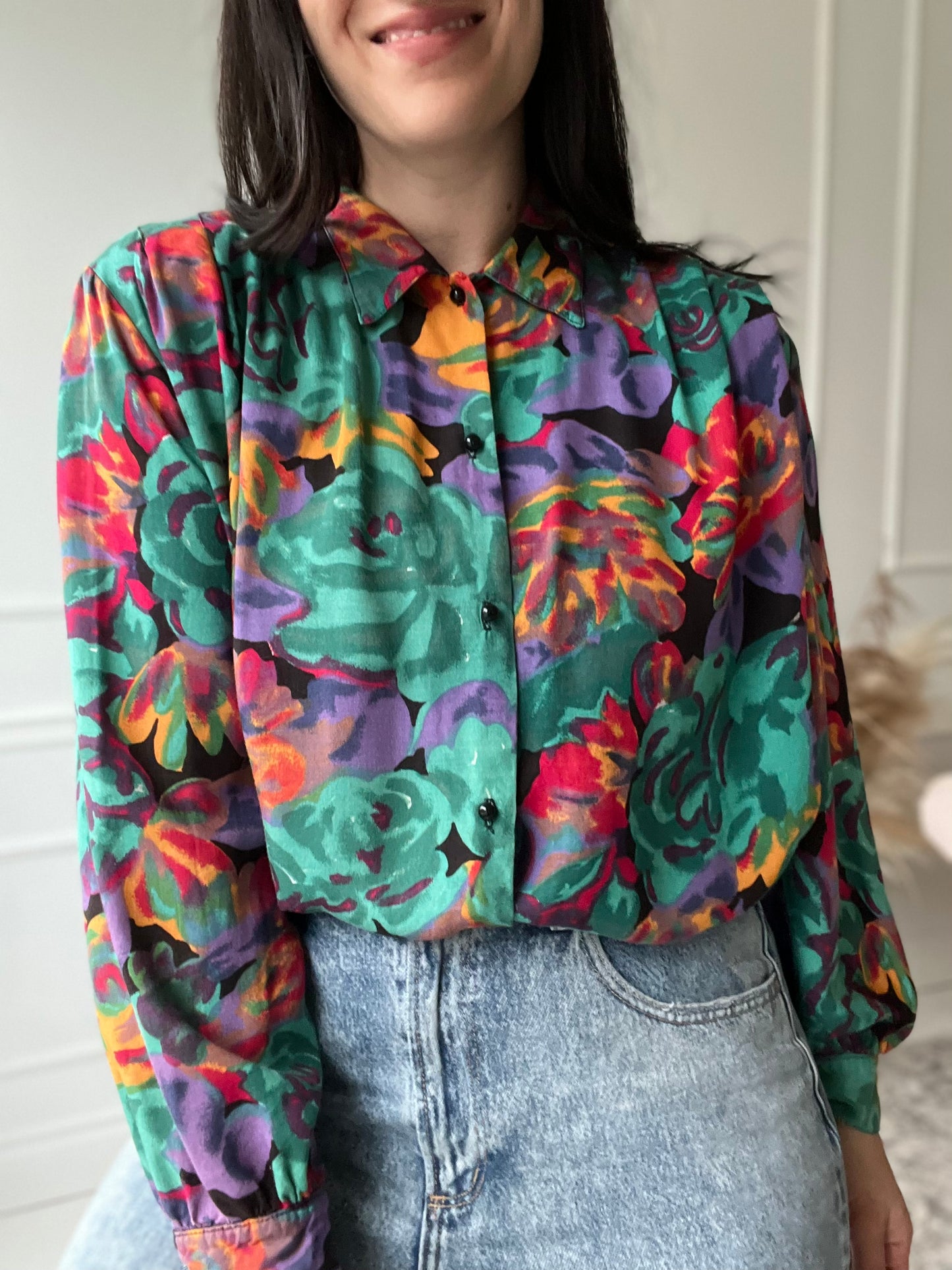 Watermark Floral Bold Blouse - Size XL