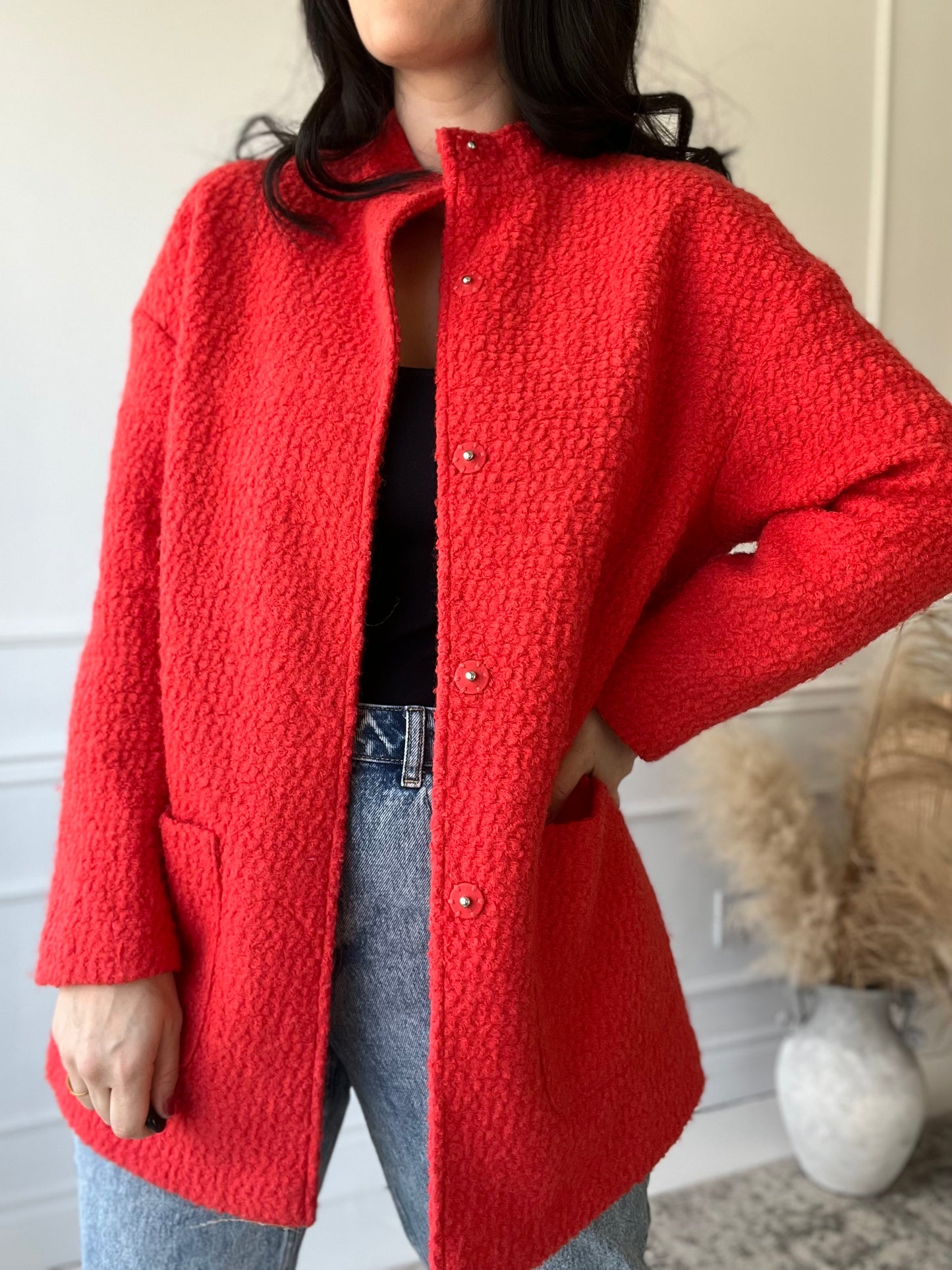 Cherry Red Texture Jacket - Size L/12