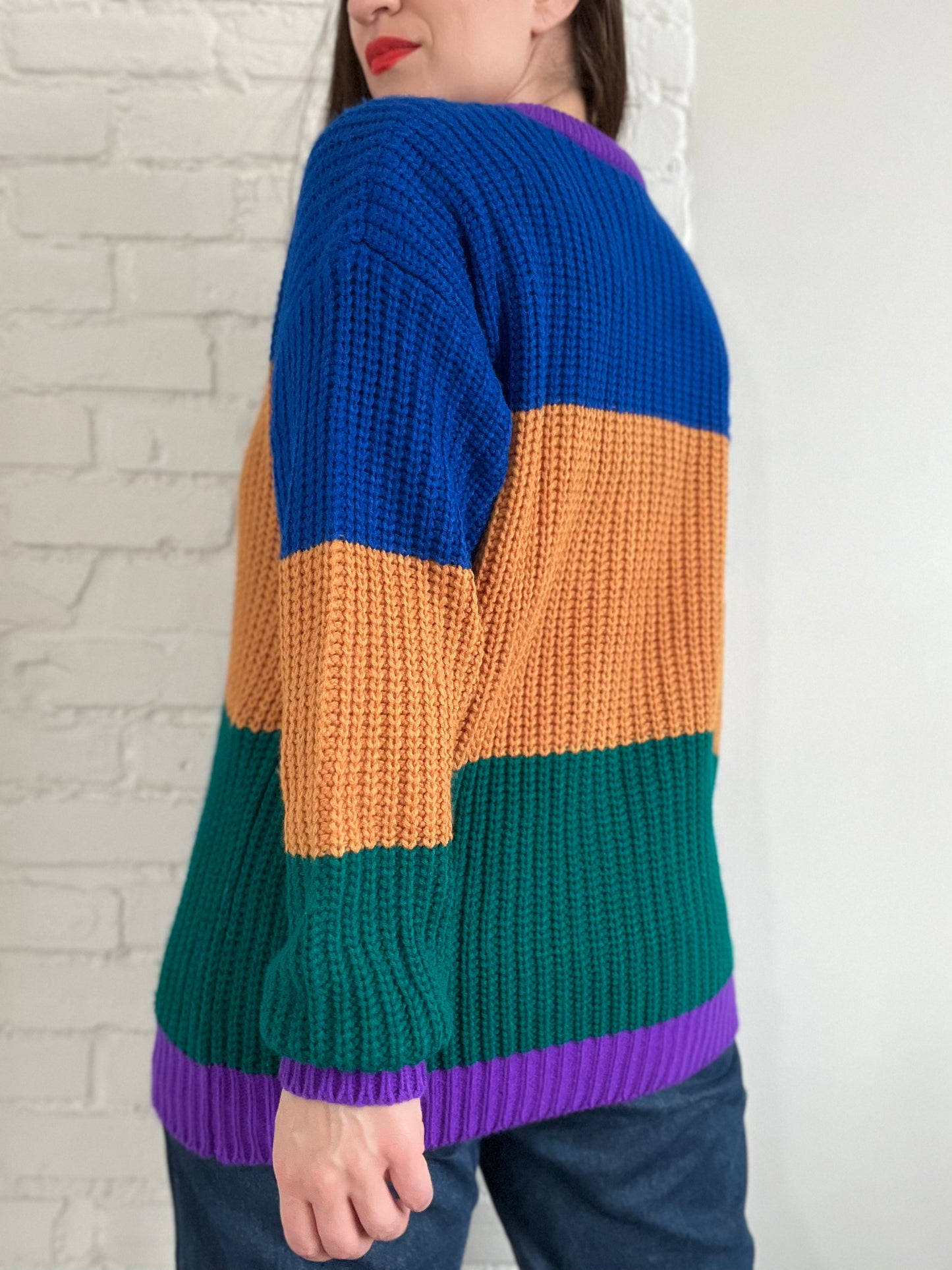 Bold Block Knit Sweater - L
