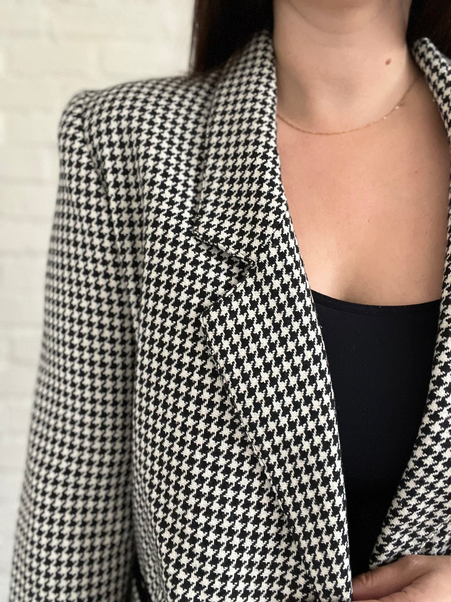 B&W Double Breasted Houndstooth Jacket - Size M