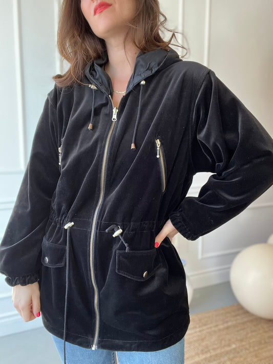 Black Velvet Track Jacket  - Size L