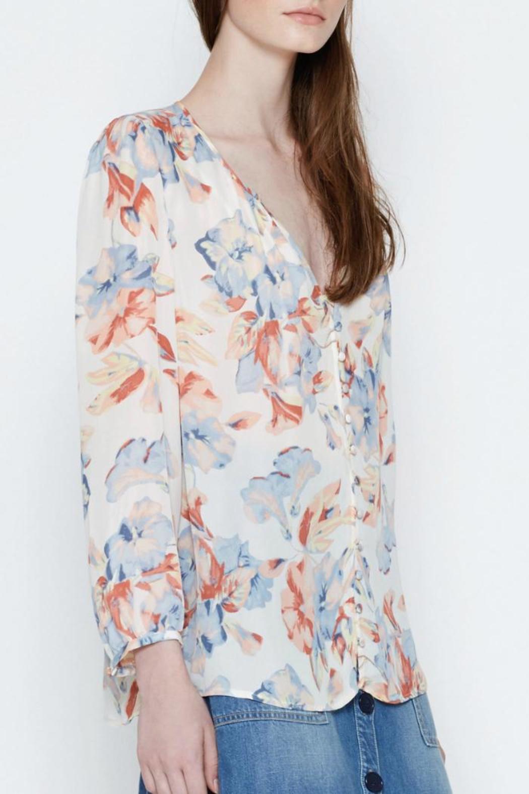Romantic Floral Silk Top - Size L