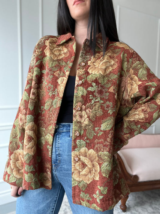 Big Rose Cotton Texture Jacket - XL