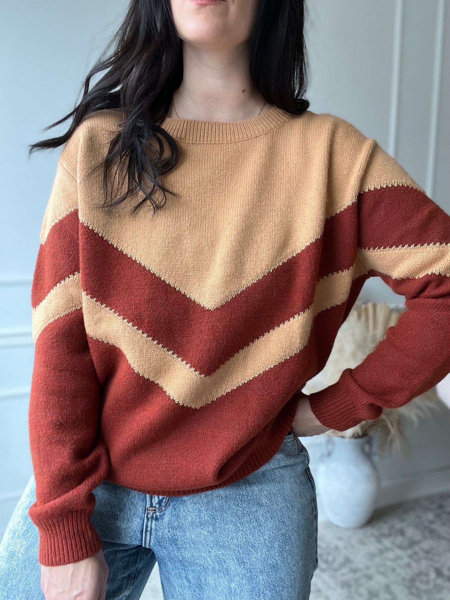 Burnt Neutrals Knit Sweater - Size XL