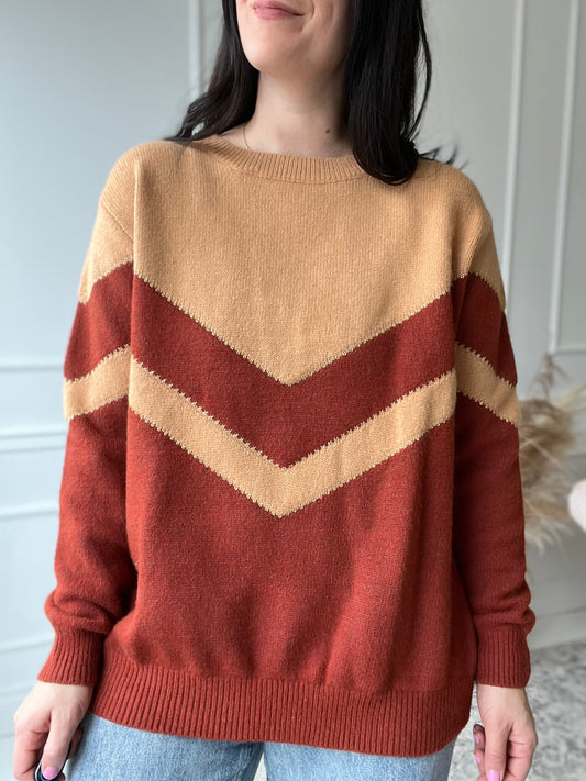 Burnt Neutrals Knit Sweater - Size XL